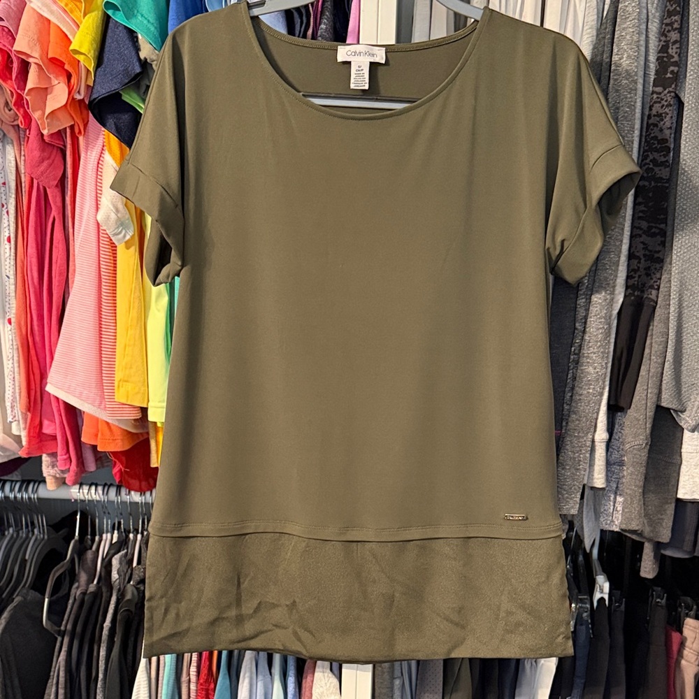 Calvin Klein Olive green Short Sleeve Women's dressy blouse